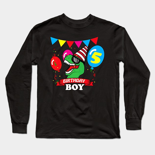 Rex 5th Dinosaur Long Sleeve T-Shirt by Brothers With Ax Sticks